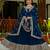 Women's teal blue faux georgette embroidered flared anarkali with dupatta set