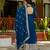 Women's teal blue faux georgette embroidered flared anarkali with dupatta set