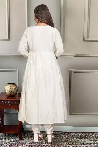 White kurta Set with Pink Dupatta