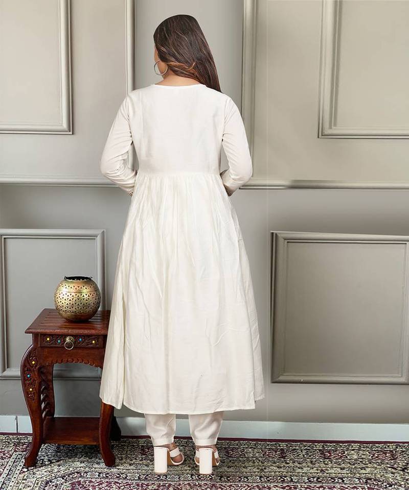 White kurta Set with Pink Dupatta