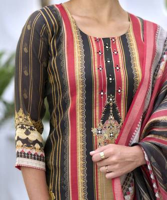 Black Printed Kurta set with Dupatta 3