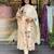 Women's cream cotton thread work straight kurta with pant and dupatta set