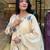 Women's cream cotton thread work straight kurta with pant and dupatta set