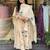 Women's cream cotton thread work straight kurta with pant and dupatta set