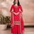 Women's embroidered vichitra silk kurta, sharara & chinon dupatta set