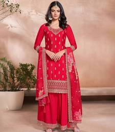Red Embroidered ethnic Suit 
