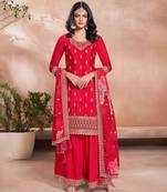 Red Embroidered ethnic Suit 