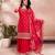 Women's embroidered vichitra silk kurta, sharara & chinon dupatta set