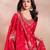 Women's embroidered vichitra silk kurta, sharara & chinon dupatta set