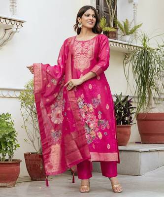 Radiant pink floral kurta set 1