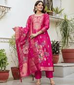 Radiant pink floral kurta set