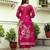 Women's pink chanderi cotton kurta, gadhwal pant & dupatta set