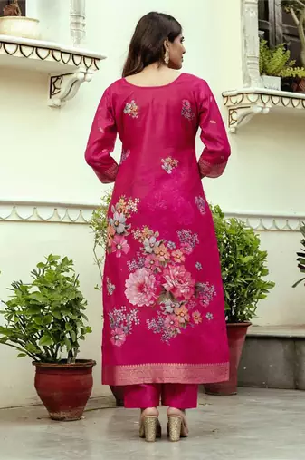 Radiant pink floral kurta set