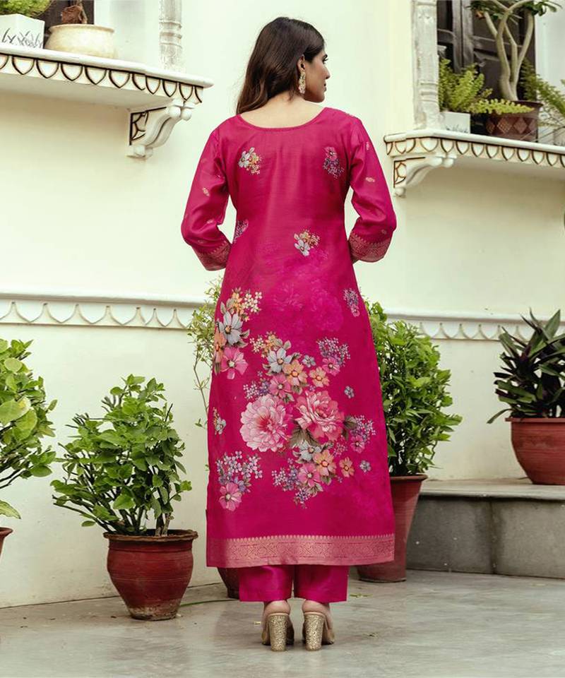 Radiant pink floral kurta set