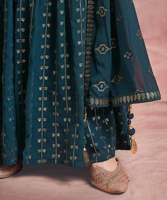 teal georgette ethnic set 4