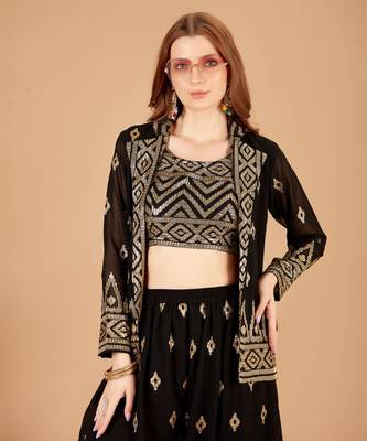 Black embroidered ethnic Set. 2