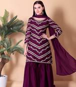 wine embroidered ethnic set