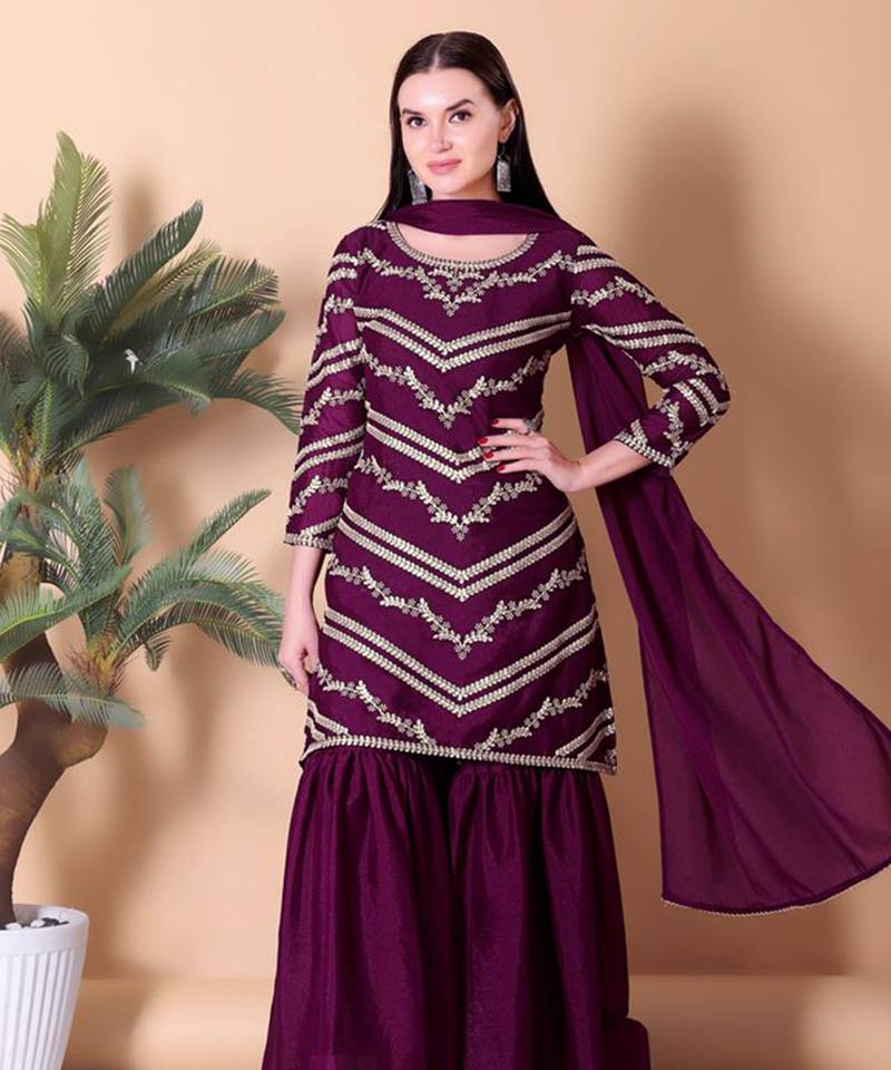 wine embroidered ethnic set