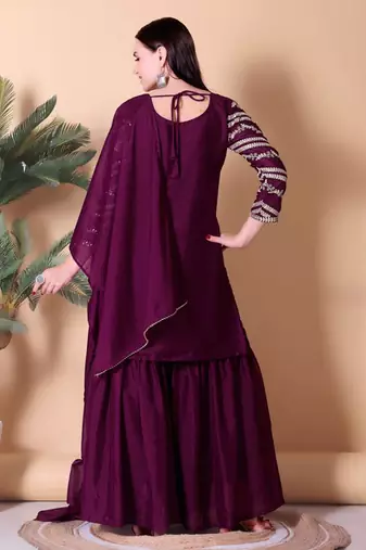 wine embroidered ethnic set