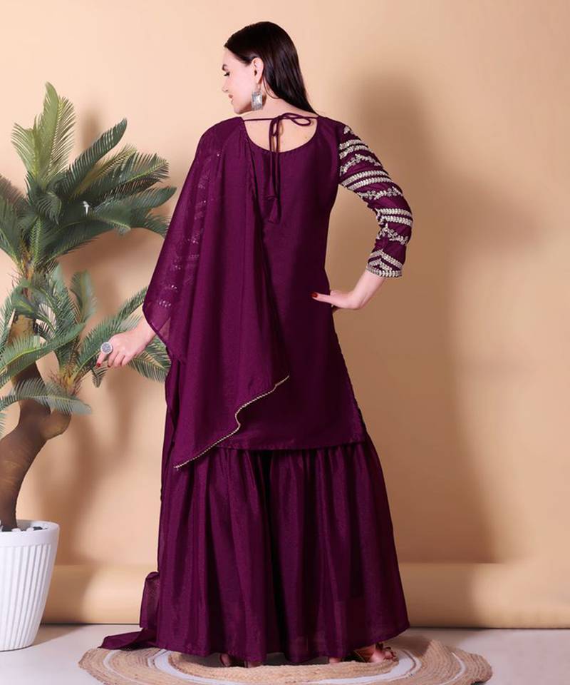 wine embroidered ethnic set