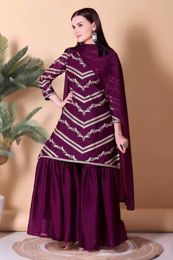 wine embroidered ethnic set