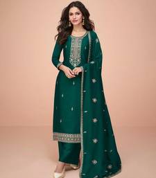 green embroidered kurta set with dupatta