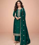green embroidered kurta set with dupatta