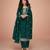 Women's embroidered green silk ready-to-wear salwar suit set with dupatta