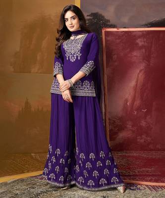 purple embroidered ethnic set  1