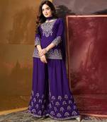 purple embroidered ethnic set 