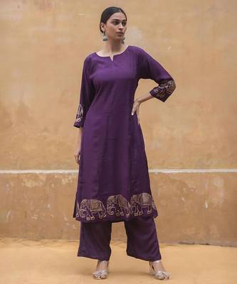 wine kurta and palazzo set  2