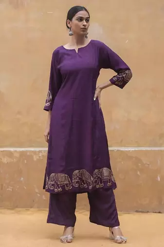 wine kurta and palazzo set 