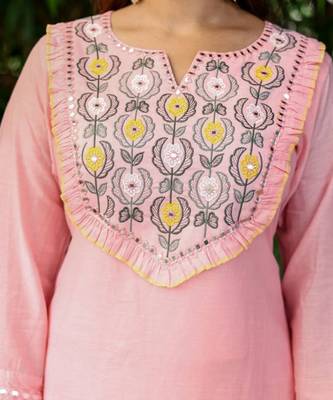 Baby pink kurti with skirt & dupatta  3
