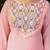 Baby pink cotton cambric dyed kurti with skirt & kota check dupatta | embroidery, mirror & lace work