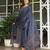 Blue cotton cambric printed anarkali kurti with pant & mulmul dupatta, hand & mirror work