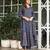 Blue cotton cambric printed anarkali kurti with pant & mulmul dupatta, hand & mirror work
