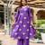 Purple cotton satin a-line kurti with pant & kota check dupatta | zari & lace work