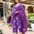 Purple cotton satin a-line kurti with pant & kota check dupatta | zari & lace work