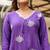 Purple cotton satin a-line kurti with pant & kota check dupatta | zari & lace work