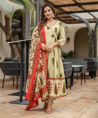 light green Kurta Set with Dupatta 1