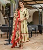light green Kurta Set with Dupatta