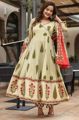 light green Kurta Set with Dupatta
