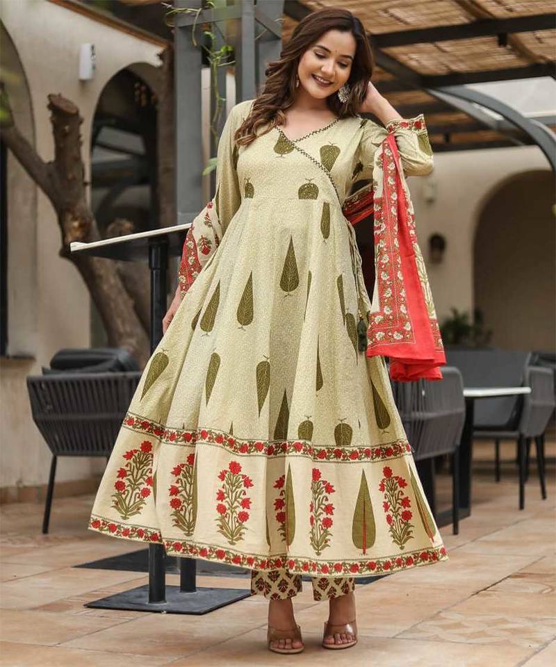 light green Kurta Set with Dupatta