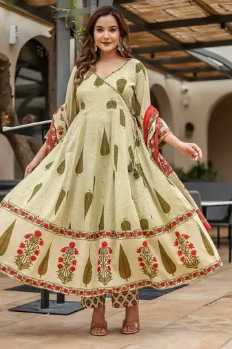 light green Kurta Set with Dupatta