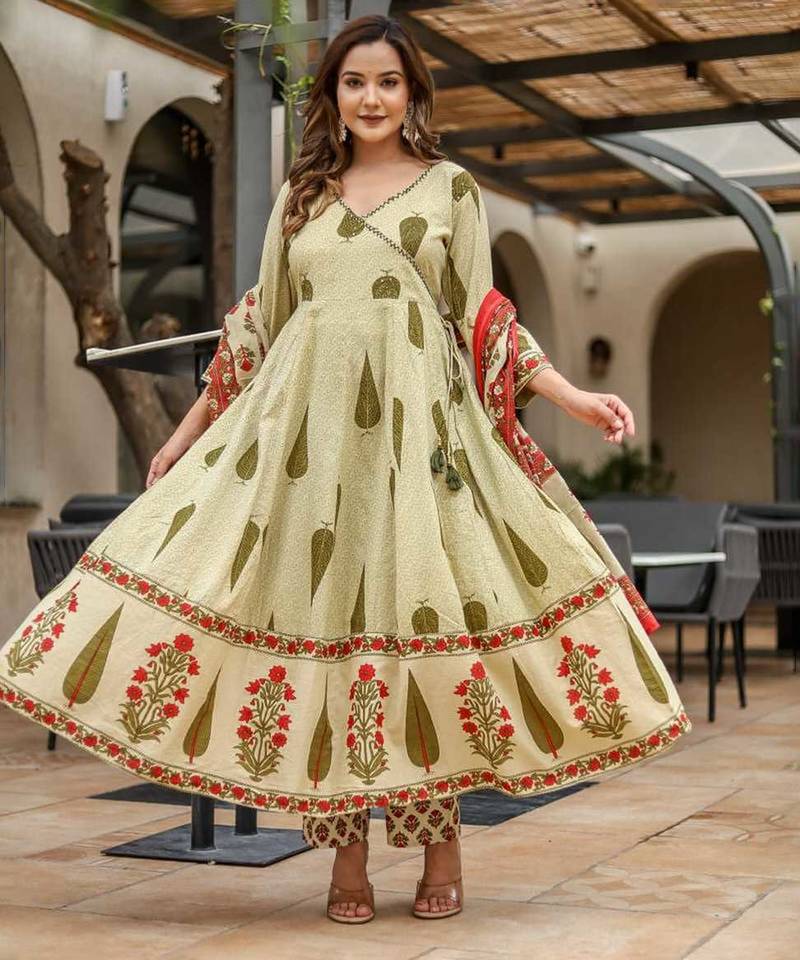 light green Kurta Set with Dupatta