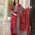 Maroon cotton cambric a-line kurti with palazzo & dupatta | hand, tussle & lace work