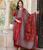 Rust Red Kurta Set with Dupatta