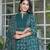 Teal cotton a-line kurti with pant & dupatta | hand embroidery & printed work