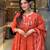Rust orange cotton cambric anarkali kurti with pant & dupatta | hand embroidery & lace work