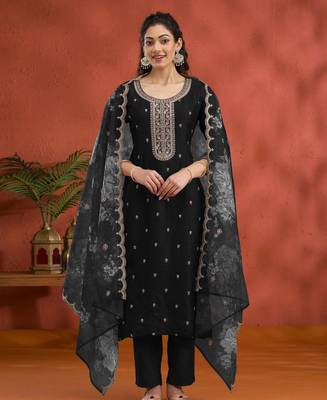 black embroidered salwar suit with dupatta 1